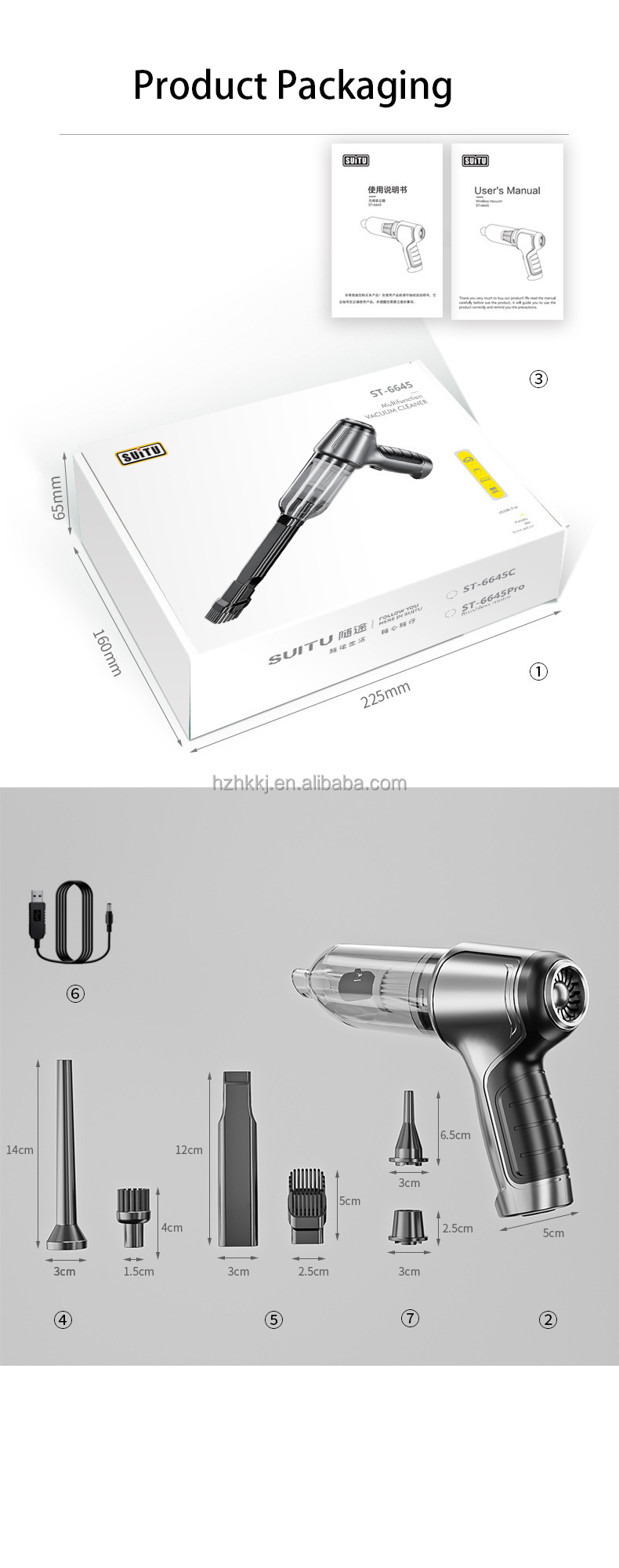 Aspirador portátil para coche 3 en 1 recargable