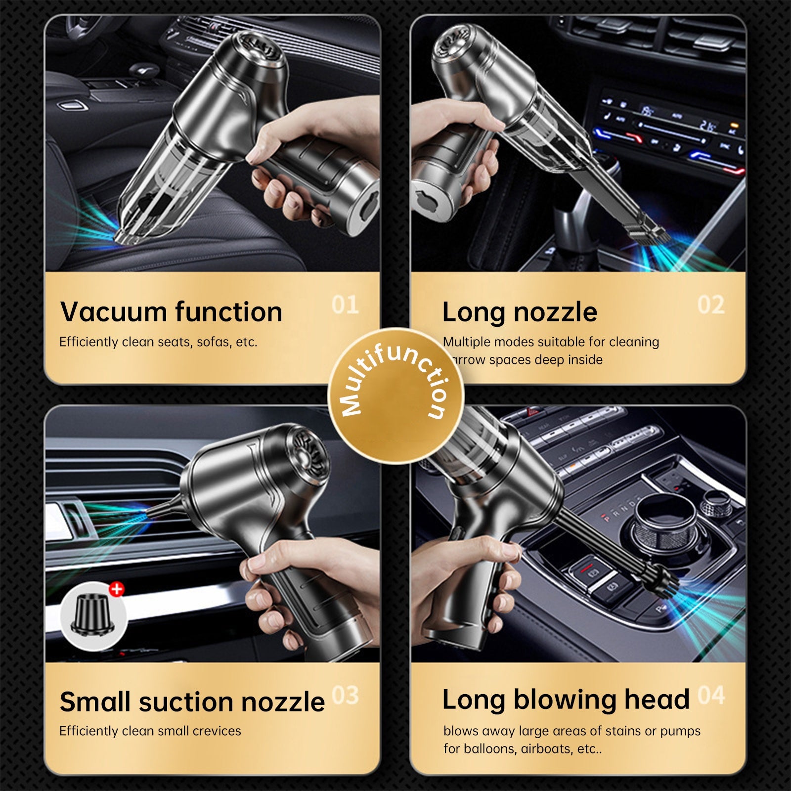 Aspirador portátil para coche 3 en 1 recargable
